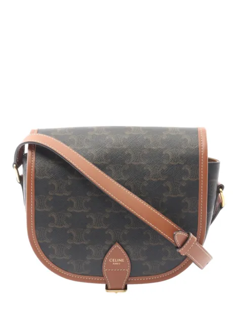 Celine Pre-Owned 2021-2026 MEdium Triomphe Coated Canvas Folco crossbody bag Black 9654Q3IKBV7DXKWR