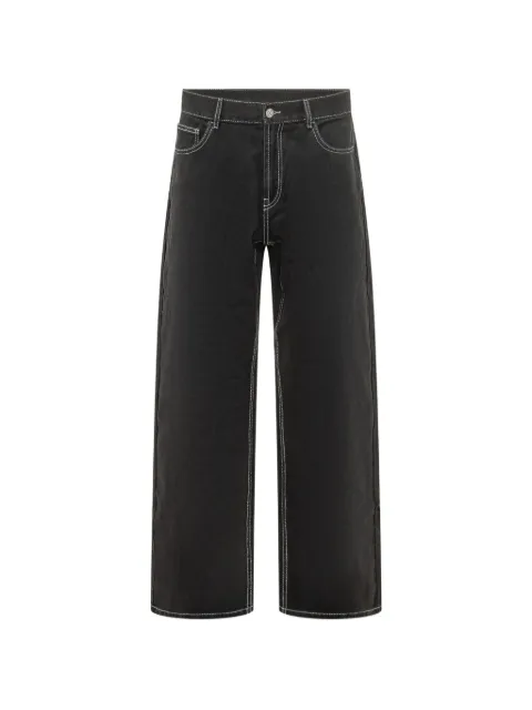 Palm Angels logo-embroidered contrast-stitch jeans Black PMYA049S26DEN007