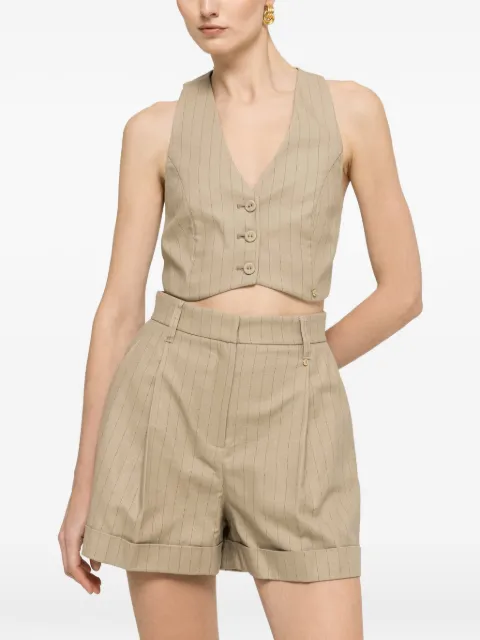 NISSA cropped pinstripe waistcoat Neutrals V16437