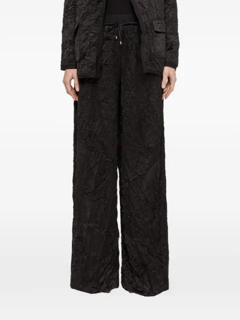 NISSA crinkle-effect wide-leg trousers Black P16571BLACK