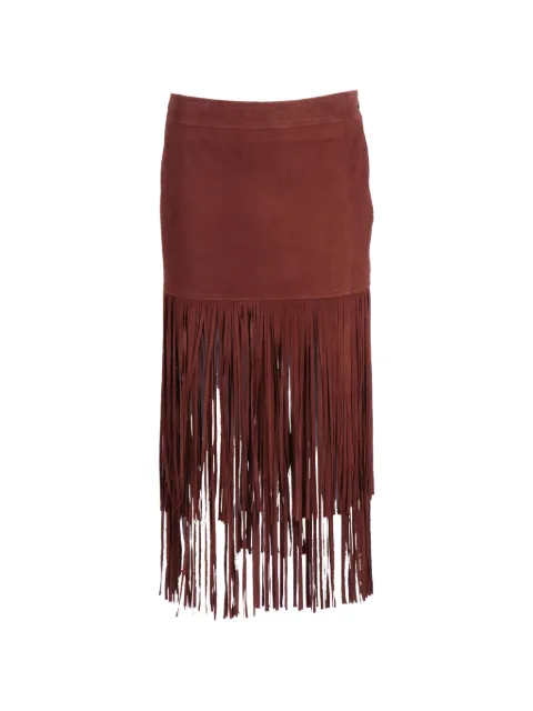 Ermanno Scervino fringe-trim suede skirt Brown D48EO001CGEH0