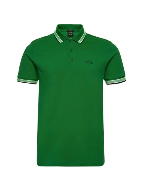 BOSS cotton-piqué polo shirt with logo details Green 50469055
