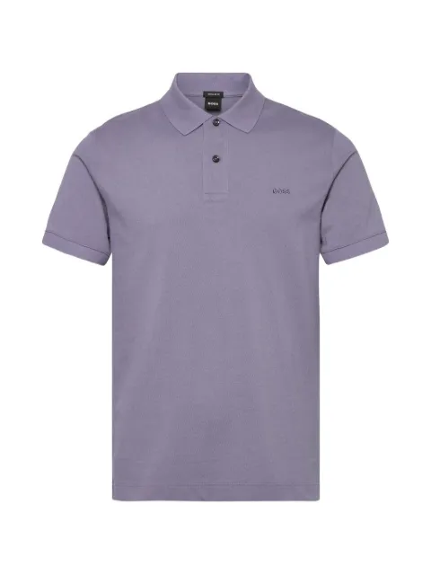 BOSS Pallas polo shirt in cotton piqué with embroidered logo Purple 50553564