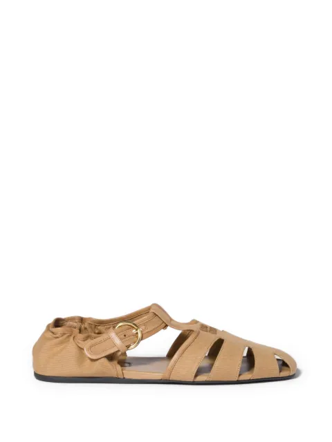 Miu Miu ruches cotton and nappa leather fisherman sandals Neutrals 5E635FF0053ZMT