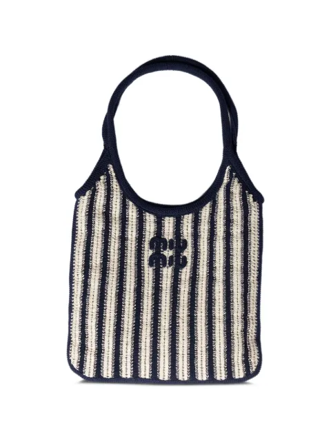 Miu Miu Ivy crocheted striped tote bag Blue 5BG231VMRL2IHD