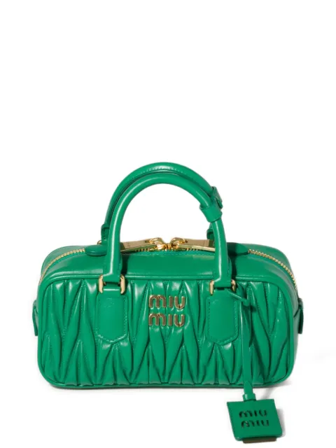 Miu Miu Arcadie Matelassé leather shoulder bag Green 5BB142VOONAN88