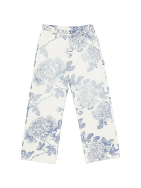 R13 belt-loop floral-print jeans White R13WD029