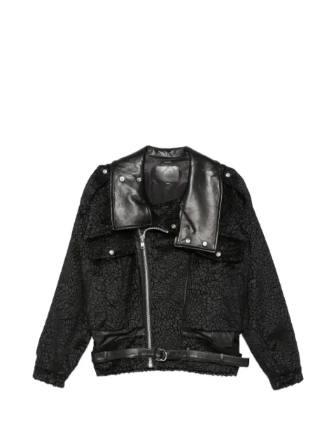 R13 crackled-effect belted jacket Black R13WR709R928A