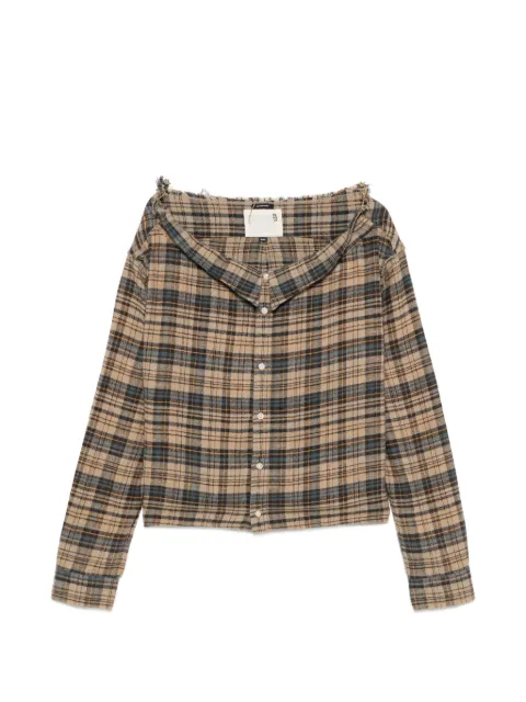 R13 plaid off-the-shoulder shirt Neutrals R13WR687R855B