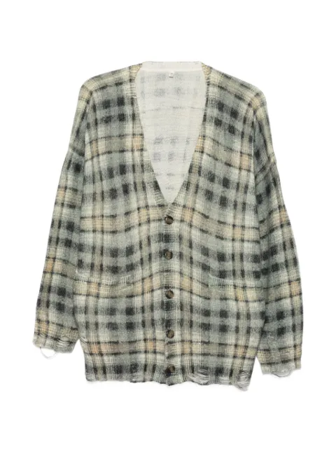 R13 checked distressed cardigan Grey R13WY198Y323B