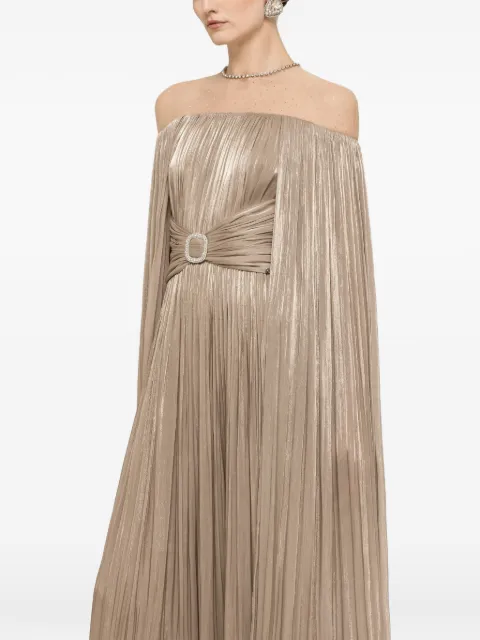 NISSA cape-design chiffon maxi dress Neutrals RS16533