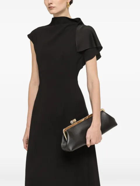 NISSA A-line crepe midi dress Black RC16472BLACK