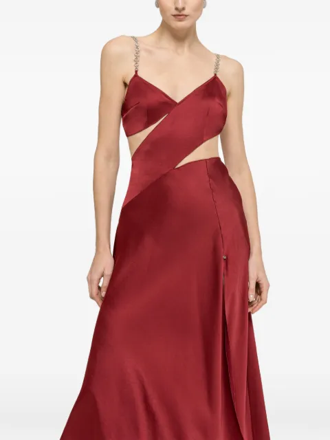 NISSA crystal-strap midi dress Red RS13224