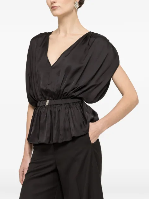 NISSA belted V-neck top Black TOP16494BLACK