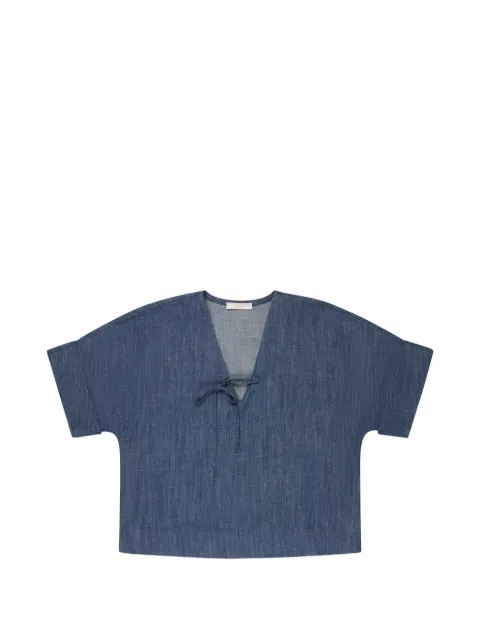 Glanshirt tie-detail denim T-shirt Blue 5S1024L6602