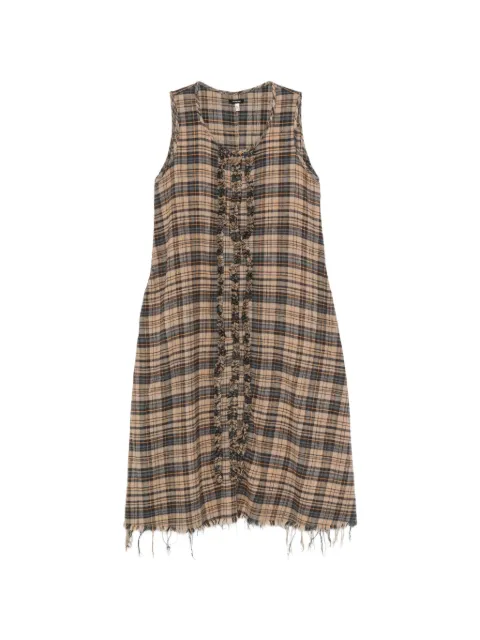 R13 ruffled checked midi dress Neutrals R13WR662