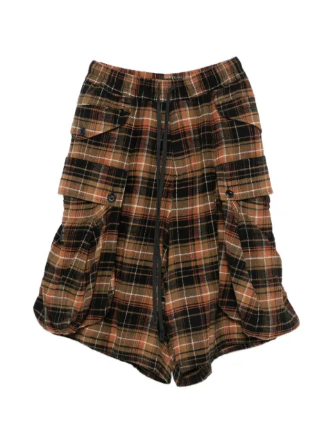 R13 check-pattern cargo shorts Brown R13WR638R858B