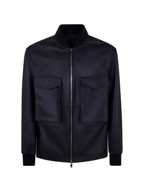 Desa 1972 patch-pocket leather bomber jacket Blue K14489