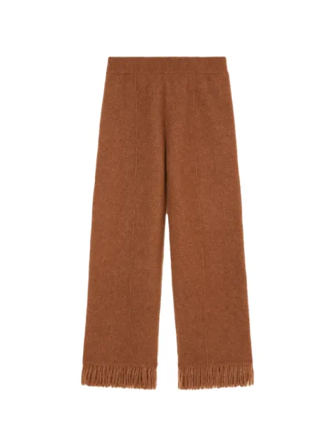 Alanui fringed-detail trousers Brown LWHG001F23KNI0026200