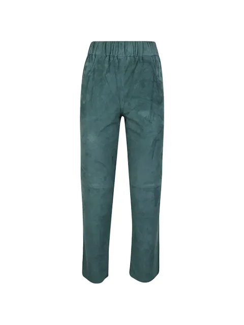 Via Masini 80 elastic-waist suede trousers Green M760
