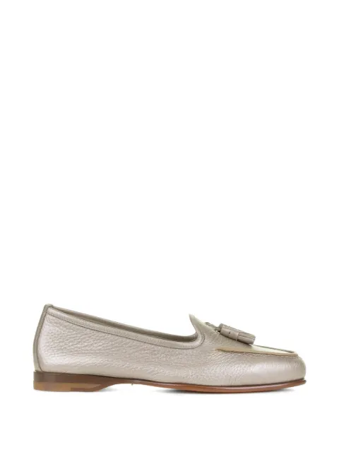 Santoni tassel-detail metallic leather loafers Silver WUAN70871