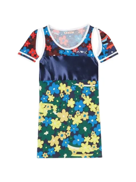 Marni floral-print cut-out T-shirt Blue THJE0216QXUTCZ71