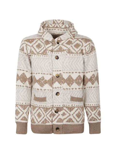 TOOCO patterned hooded cardigan Neutrals DUNE