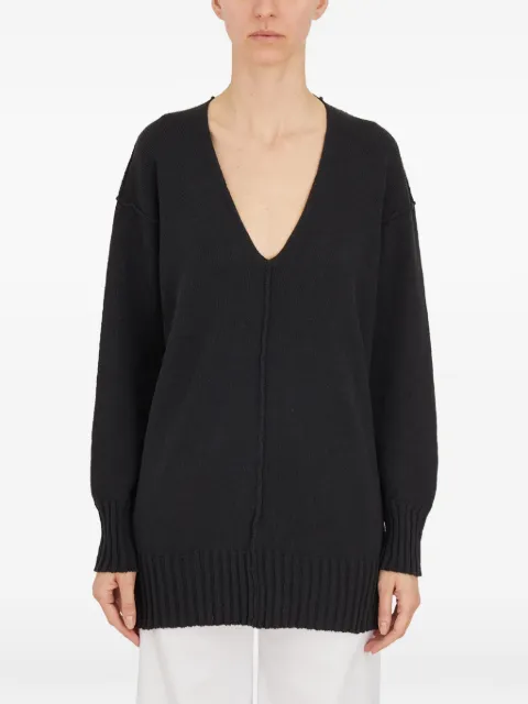 Isabel Benenato V-neck open-back sweater Black HDK41S2401