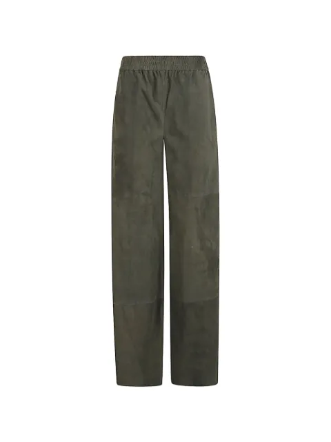 Via Masini 80 elasticated-waist leather trousers Green M672