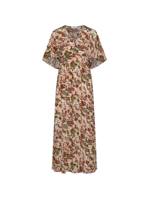Marinella Piccinno Lucia printed silk midi dress Neutrals LUCIA