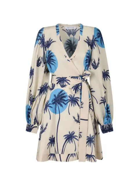 Raquel Diniz V-neck palm tree mini dress Neutrals 5S03018NSL000200496006