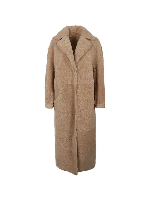 Enes shearling long coat Neutrals ALLEGRA