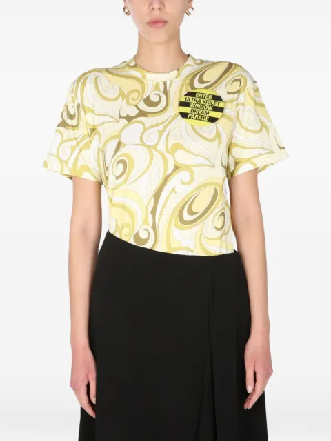 Raf Simons patterned crew neck T-shirt Yellow 211W105
