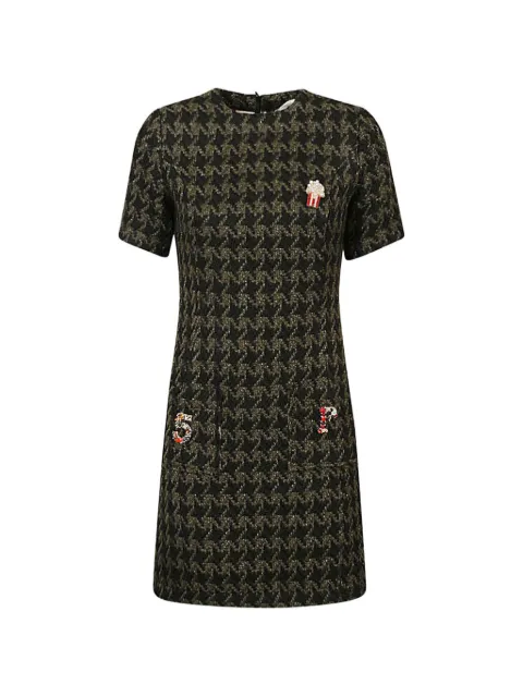 5 Progress houndstooth wool blend mini dress Green 10019