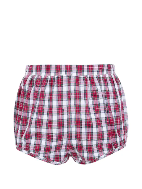 Nº21 tartan-print gathered shorts Red 17231022