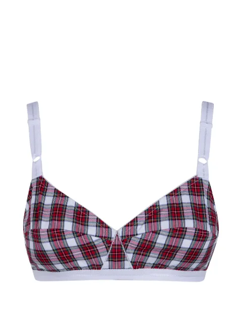 Nº21 tartan-print scalloped-edge bra White 26EN2S117131022Q1C1