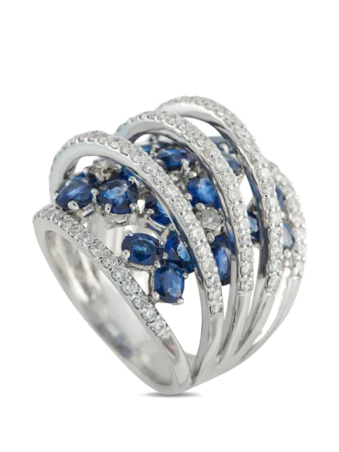 LB Exclusive wide-band diamond and sapphire ring Silver MF28031226