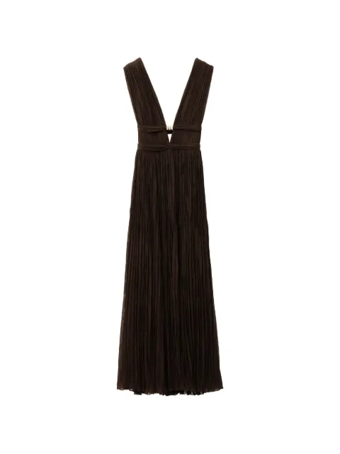 Ba&Sh Tania pleated V-neck dress Brown 1E26TANI