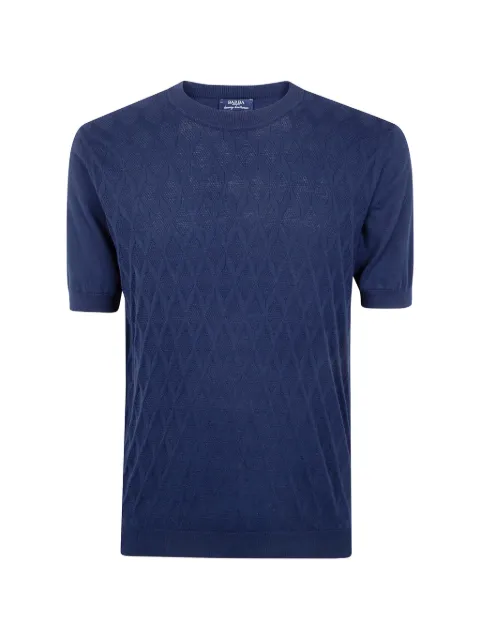 Barba diamond-patterned knit T-shirt Blue TSHIRTPR