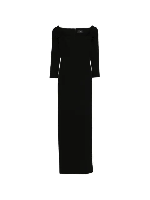 Solace London Lolita square-neck long-sleeves maxi dress Black OS47029