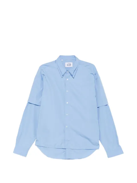 LC23 layered-sleeve button-up shirt Blue S509