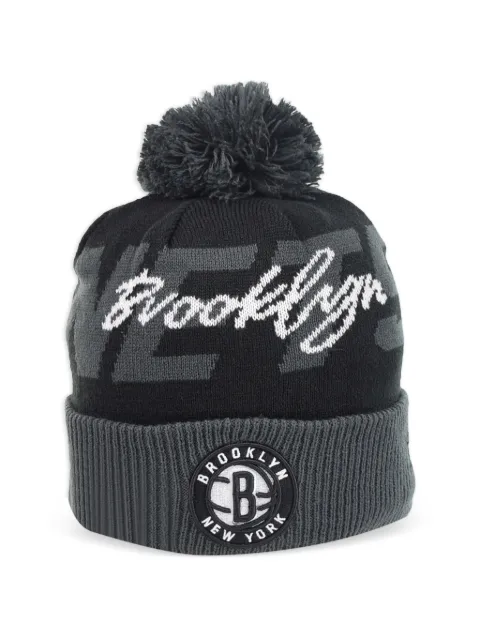 NEW ERA CAP Brooklyn Nets cuffed pom-pom beanie hat Black 60267468