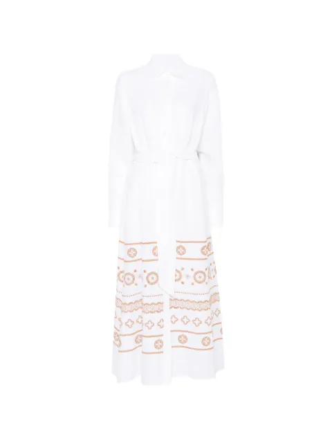 Eleventy embroidered belted midi shirt dress White M80ABIK09TES0M145