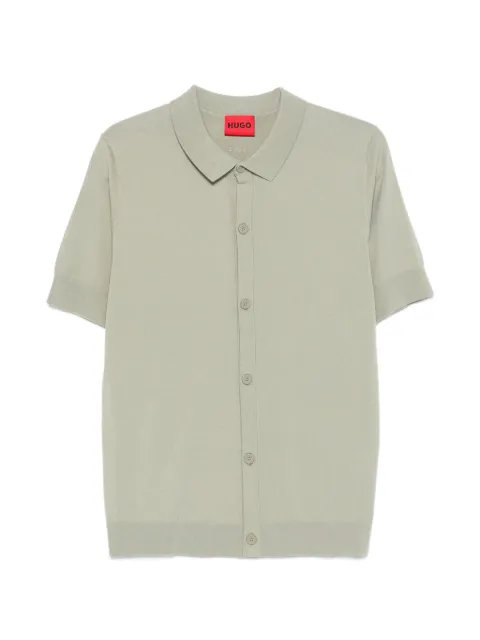 BOSS buttoned knitted shirt Green 50557380