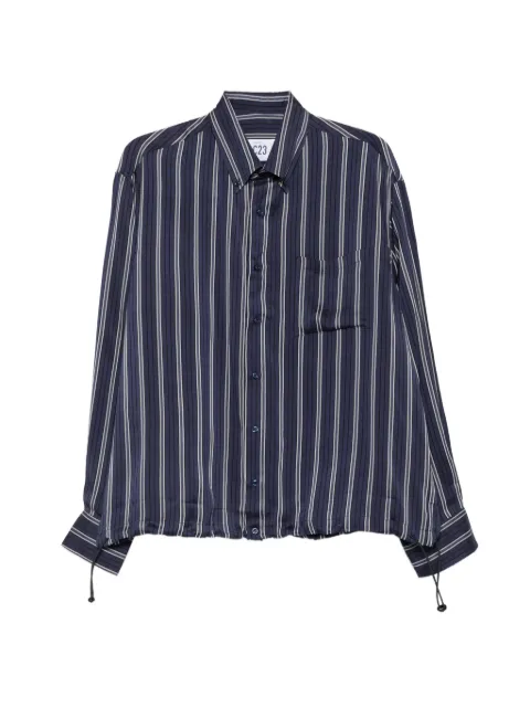 LC23 striped drawstring-hem shirt Blue S508