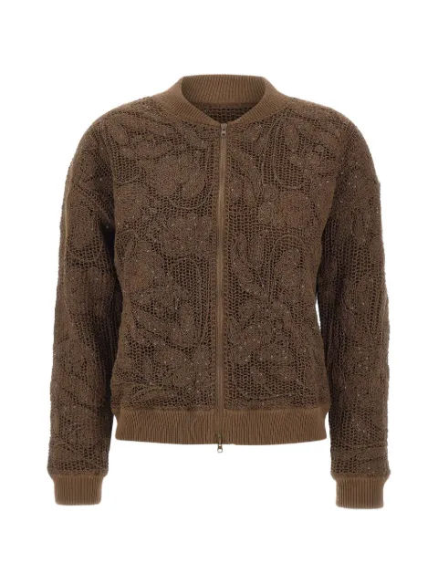 Kangra embroidery sequin bomber jacket Brown 393109133