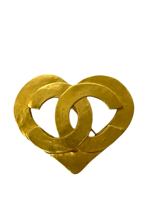 CHANEL Pre-Owned 1995 CC Gold Plated Heart Brooch costume brooch Gold XV05RTJG4BLS55XE