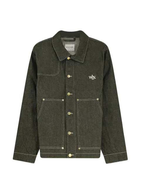 WALK IN PARIS logo-embroidered buttoned jacket Green RAWDENIMCARPENTERGREENCOTTON