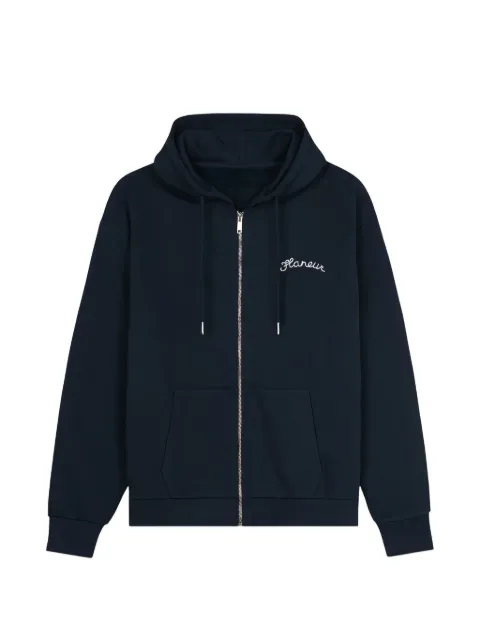 FLÂNEUR Signature hoodie Blue FZIP197788