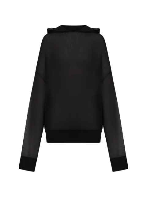 Rick Owens hooded long-sleeve sweater Black RO01F6660RIBWSL